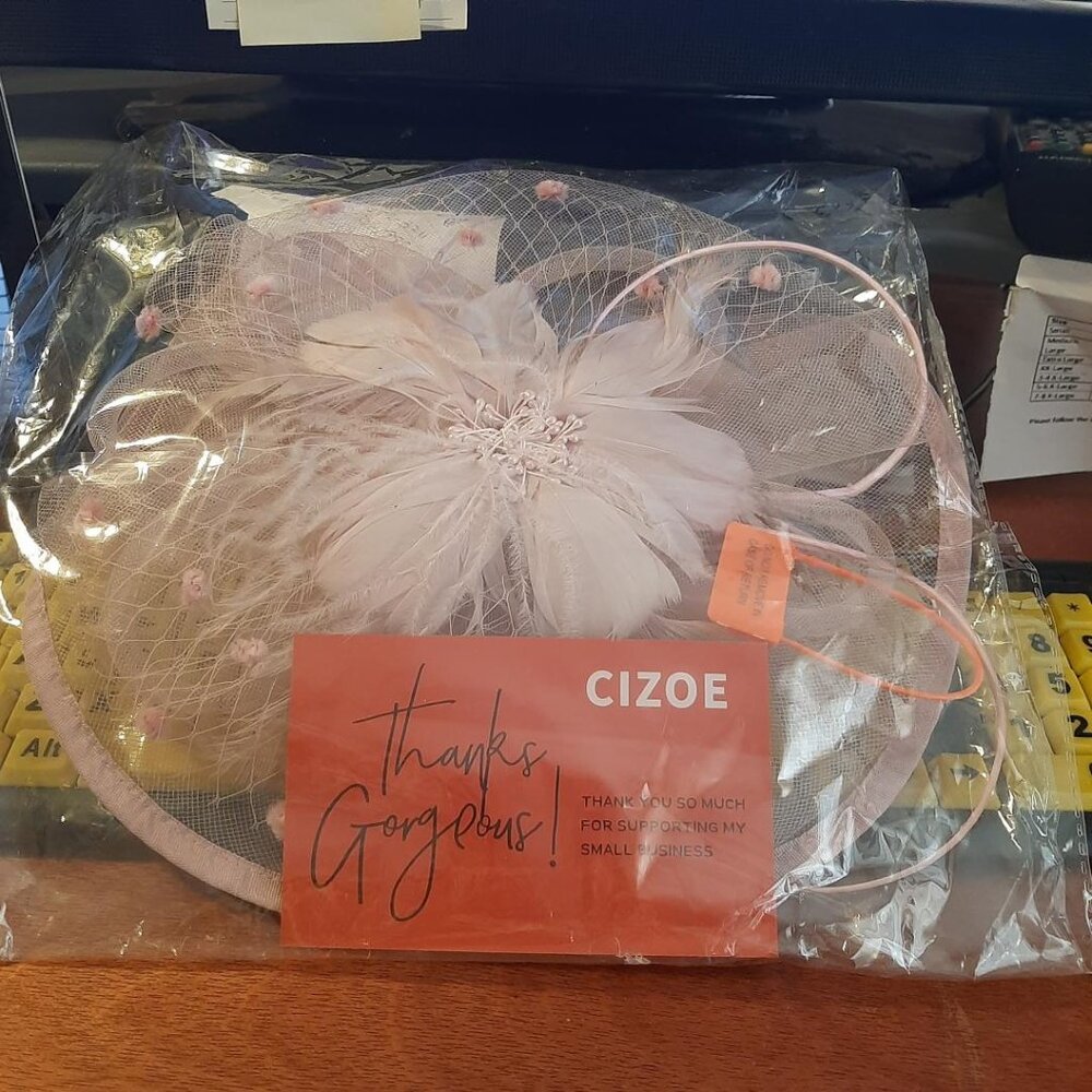 NEW ! Cizoe Women Fascinators Hair Clip Peach for Girl Party